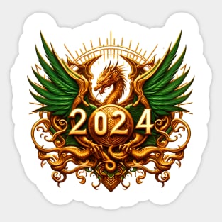 Wooden Gold Green Dragon 2024 No.5 Sticker